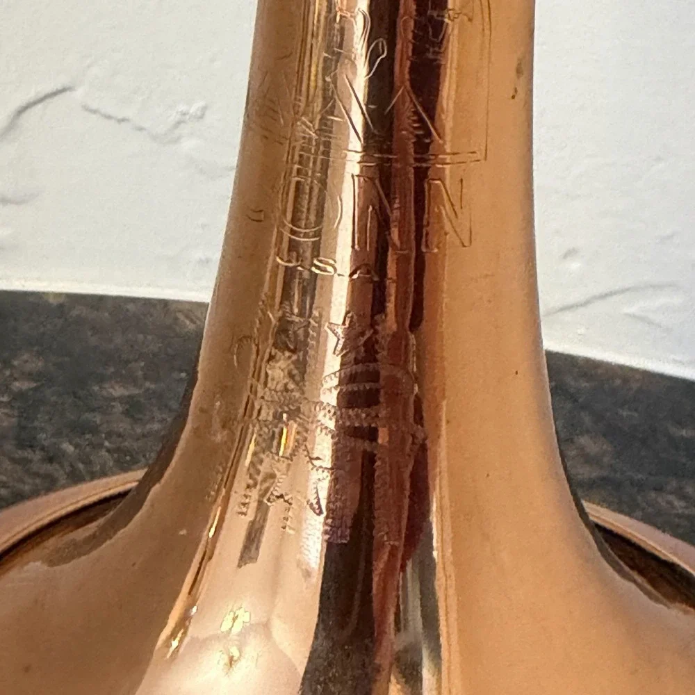 Vintage Repurposed CG Conn Brass Trumpet Table Lamp Shooting Star